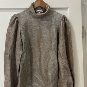 Ganni Lurex Jersey Gold Metallic Turtleneck sweater - European size 38 ( US 6)